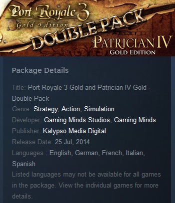 Port Royale 3 Gold and Patrician IV Gold - Double Pack Steam - Click Image to Close